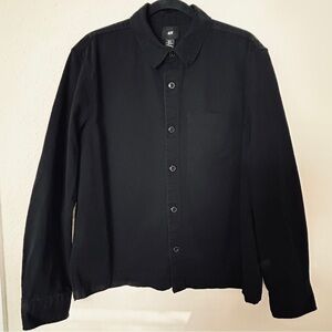 H&M Black Denim Jacket Mens Medium Button Down 100% Cotton